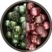 Bellatio Decorations Kerstballen mix - 74-delig - salie groen en oudroze - 6 cm - kunststof