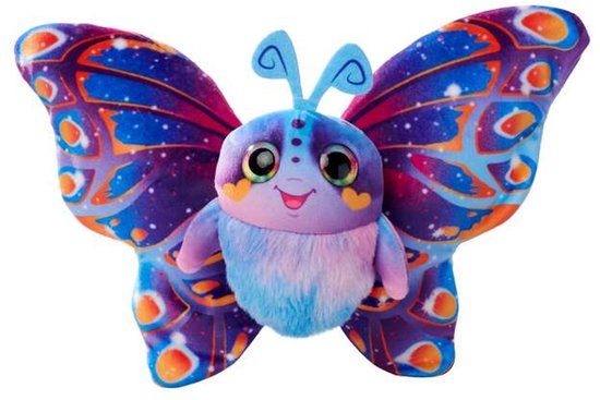 Simba Fluffyfly knuffel - Magische opblaasvlinder met regenboogogen - 30cm spanwijdte