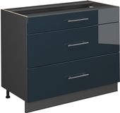 Vicco Keukenonderkast Fame-Line, Donkerblauw hoogglans/Antraciet, 100 cm