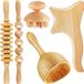 oCreon 5-in-1 maderotherapie set, anti-cellulitis massageapparaat, hout, massageroller, fasciarol, Gua Sha beker, massageset, verstevigt de huid, voor nek