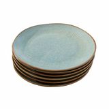 LOBERON Bord set van 6 Périers turquoise/bruin