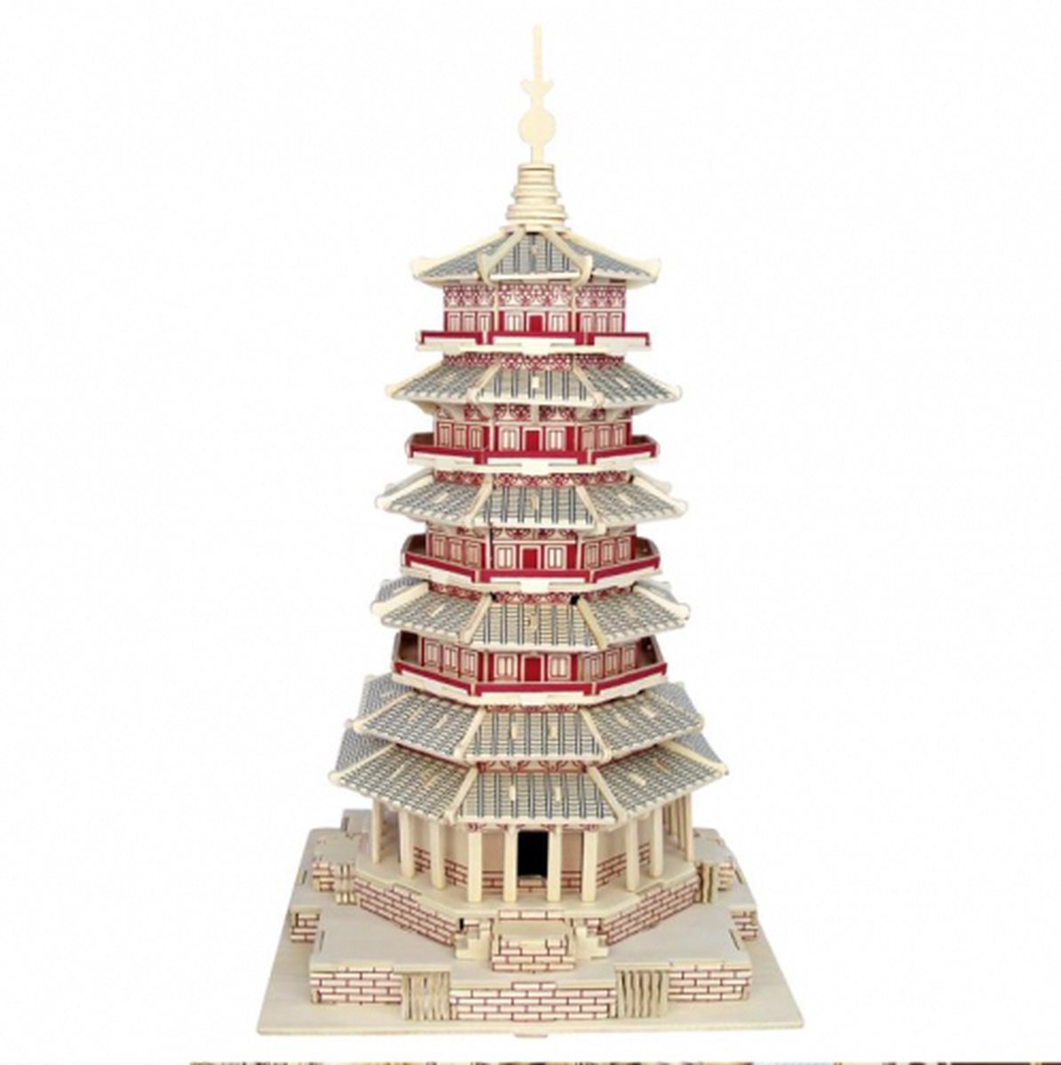 De Bouwplaats Bouwpakket 3D Puzzel Fogong Temple Buddha Tower van hout