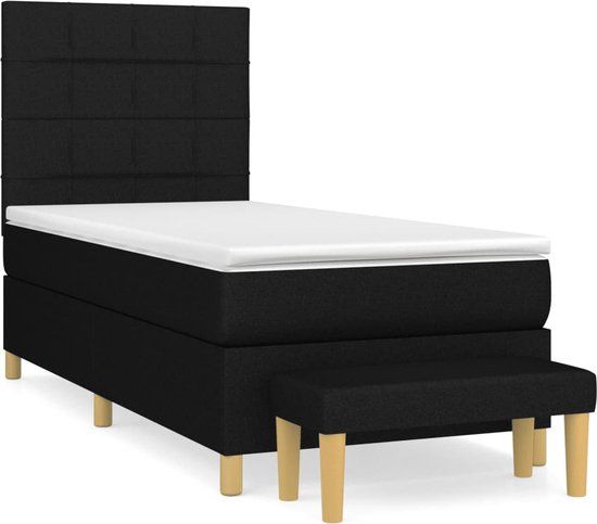 vidaXL Boxspring met matras stof zwart 100x200 cm