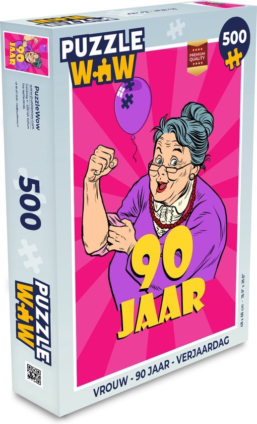 MuchoWow Puzzel Vrouw - 90 Jaar - Verjaardag - Legpuzzel - Puzzel 500 stukjes