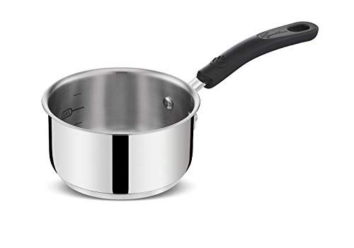 Lagostina Praktische steelpan met lange handgreep voor inductie, grijs, 14 cm, staal 18/10