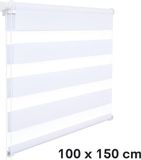 Plastique store vénitien avec chaîne – Translucide et 100% occultant – Blanc – 100x150 cm