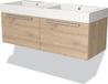 Maxaro Badkamermeubel 120cm Modulo Lichtbruin Eiken 2 Lades Vlak Wastafel Mineraalmarmer - 6095824739759