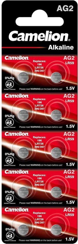 Camelion AG2-BP10 Alkaline Knoopcel Batterij - LR59/LR726/396 - Blister van 10