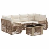 vidaXL Tuinbank Set 7-delig Beige en Crème Wit Polyrattan