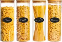 Five Stars® Voorraadpotten - 4 Delige Set - 1900 ML - Glazen Potjes Met Deksel - BPA-vrij - Met Pen & Herschrijfbare Stickers - Snoeppot