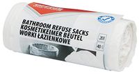 OFFICER PRODUCTS 22025169-14 vuilniszakken 20 l, 40 stuks/rollen, afvalzakken voor het huisvuil, voor de badkamer standaard (HDPE), kleur: wit