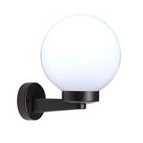 Wandlamp met bol voor buiten van PMMA, 200 mm, fitting E27, wit