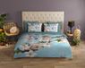 Good Morning dekbedovertrek bloemen en vlinders - Lits jumeaux 240x200/220 cm - Aqua - 100% Katoen renforcé