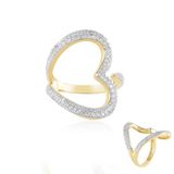 Cavill - Verstelbare Zilveren Ring - 925 Sterling Zilver - Rondgeslepen Cambodjaanse Zirkonen 1,045 ct - Hartontwerp - Elegante Zirkonia Sieraden