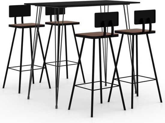 vidaXL 5-delige Barset zwart