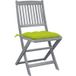 Maison Chaises pliantes (lot de 2) avec coussins, bois d'acacia massif