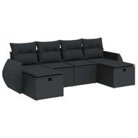 vidaXL 6-delige loungeset met kussens, polyrattan, zwart
