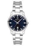 GANT Taunton G208002 herenhorloge, roestvrij staal zilverkleurig, blauwe Sunray wijzerplaat, mineraalglas, Japans kwartsuurwerk, datum, 5 ATM, 39 mm