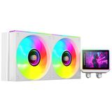 Mars Gaming ML-VISIONII240 AIO Vloeistofkoeling 500W TDP, IPS-Scherm 2,8" 360º, 4e Generatie Opti-Chamber Pomp met Koperen Basis en Microkanalen, 2x 120mm ARGB Infinity Mirror Ventilatoren, Wit