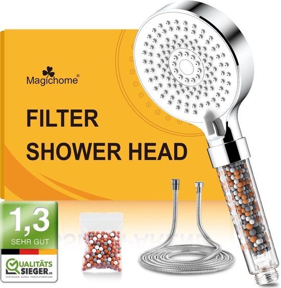 Magichome Waterbesparende douchekop met slang 2M, handdouche filter minerale stenen en 5 straalsoorten