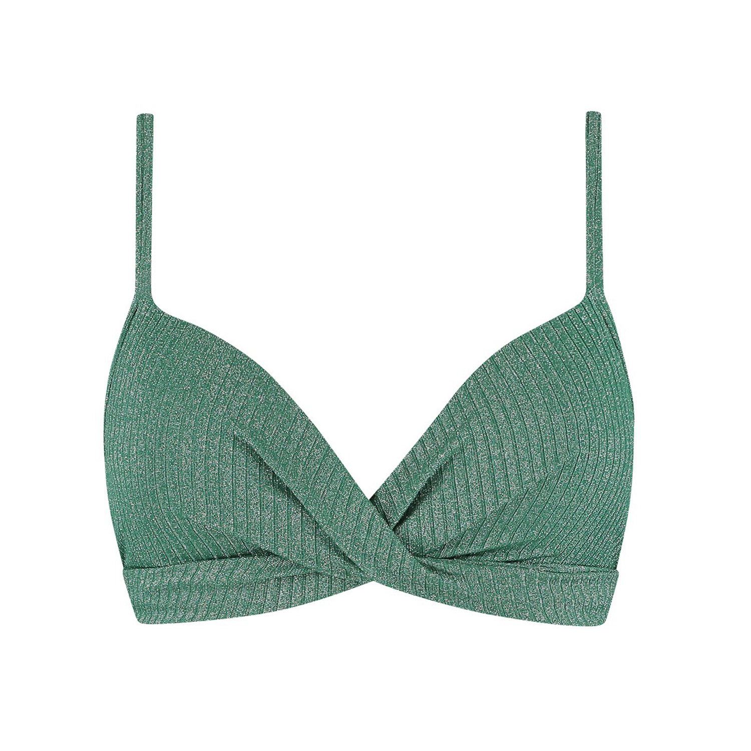 Beachlife voorgevormde beugel bikinitop met lurex en textuur groen