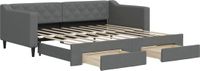vidaXL Slaapbank met onderschuifbed en lades 90x190 cm stof donkergrijs