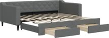 vidaXL Slaapbank met onderschuifbed en lades 90x190 cm stof donkergrijs
