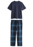 Next - Heren - Pyjama van jersey met korte mouwen - Blauw