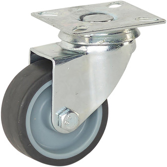 Zwenkwiel - TP-rubber - 50x50mm - 40kg - Zilver