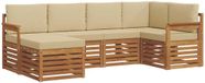 vidaXL - Ensemble de salon d'angle - 6 places assises - Naturel et beige - Polyester