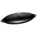 STAUB serveerschaal, ovenschotel van gietijzer met deksel, ovaal, 31 cm, 0,7 l, geschikt voor alle soorten fornuizen, inductie en oven, zwart