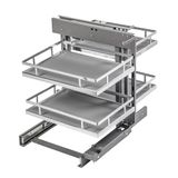 GTV Uittrekbaar hoeksysteem MOVIX Pro, 4 manden met antislipmat, dempende sluiting, voor onderkasten van 900 mm, draagkracht 24 kg, chroom