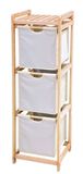 King Home C1513005 ladenkast met 3 laden van hout en stof ecru, 34 x 33 x 110 H