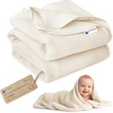 Medi Partners Mousseline Babydeken 100x150cm Mousseline Deken voor Pasgeborenen - Dunne Zachte Knuffeldeken Zomerdeken Voor Peuters Speelmat Wieg Kinderwagen (Beige)
