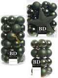 Bellatio Decorations 55x stuks kunststof kerstballen met ster piek donkergroen mix - Kerstversiering/kerstboomversiering