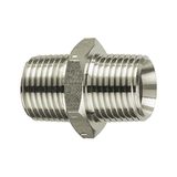 Riegler Dubbele schroefdraadstapel, R 1 1/2 a., R 1 1/2 a., SW 50, roestvrij staal 1.4571, werkdruk max. 60 bar, bedrijfstemperatuur. Maximale 150 °C.