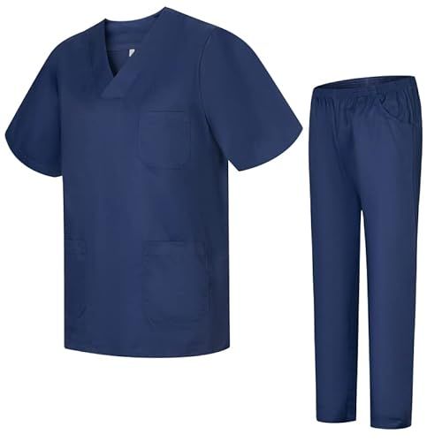 MISEMIYA - Box met 25 sets - gezondheiduniformen unisex medische gezondheidsuniformen gezondheidssets 25-817-8312, Donkerblauw, 3XL