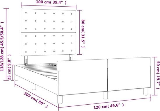 vidaXL Bedframe Stof Blauw 120x200 cm