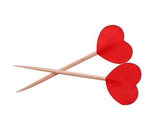 Folat 61562 Party Picks rood Valentine harten 6,5 cm (50 stuks)