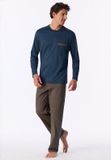 Schiesser Pyjama deep blue met rechte pijpen