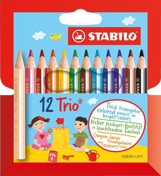 STABILO Trio Thick - Kort Driekantig Kleurpotlood - 12 Kleuren