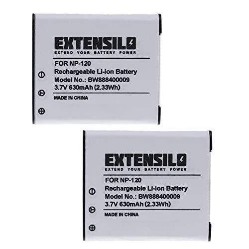 EXTENSILO 2X batterij compatibel met Casio Exilim EX-ZS15, EX-ZS10PK, EX-ZS10RD, EX-ZS10SR camera (630mAh, 3,7V, Li-Ion)