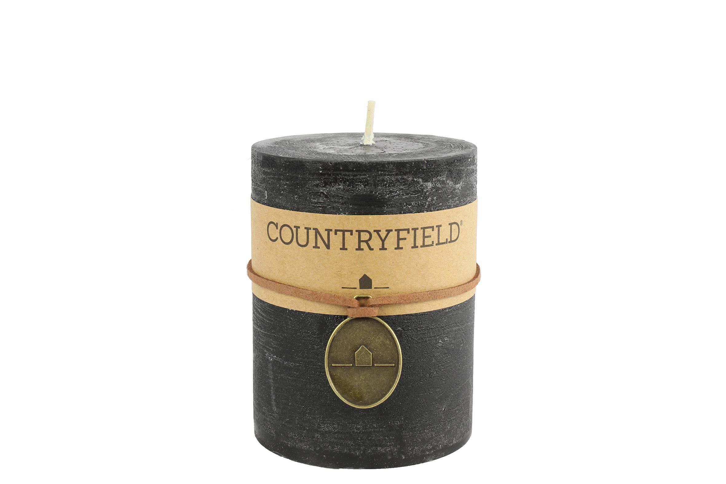 Countryfield Kaars effen rond Tonnie M zwart - Zwart - 8718317824883