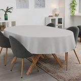 ANRO Tafelkleed Effen linnenlook Grijs Ovaal 180x140cm Met sierband Afwasbaar Waterafstotend