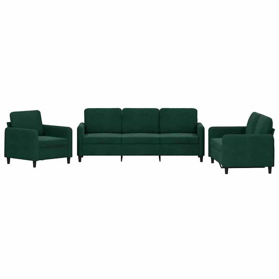 vidaXL 3-delige Loungeset Groen Fluweel