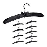 Relaxdays Kleerhanger satijn, pak van 10, zacht gevoerd, 360 ° draaibare haak, decoratieve strik, 38 cm, zwart, 10 stuks