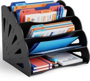 Merkloos Relaxdays documentenbak - zwart - 32,5x28x28 cm - voor A4
