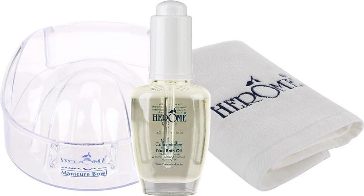 Herome Concentrated Nail Bath Oil & Manicure Bowl met gastendoek cadeau - Herstellende Nagelriemolie Met Een Nagelbad - Een Goede Start Voor Iedere Manicure