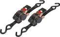 Toolland Set spanbanden, 2 stuks, tweedelig, met ratel en S-haken, zelfoprollend, voor het vastzetten van lichte ladingen, max. 300 kg, polyester, zwart, 3 m x 25 mm