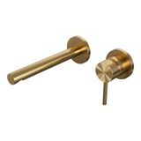 Brauer Stripe inbouw wastafelmengkraan met rechte uitloop en rozetten model A1 goud geborsteld PVD